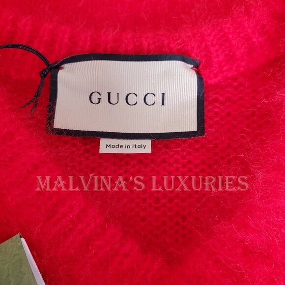 GUCCI MENS SWEATER RED MOHAIR KNIT WOOL V-NECKLINE TOP sz M / MEDIUM - Picture 11 of 16